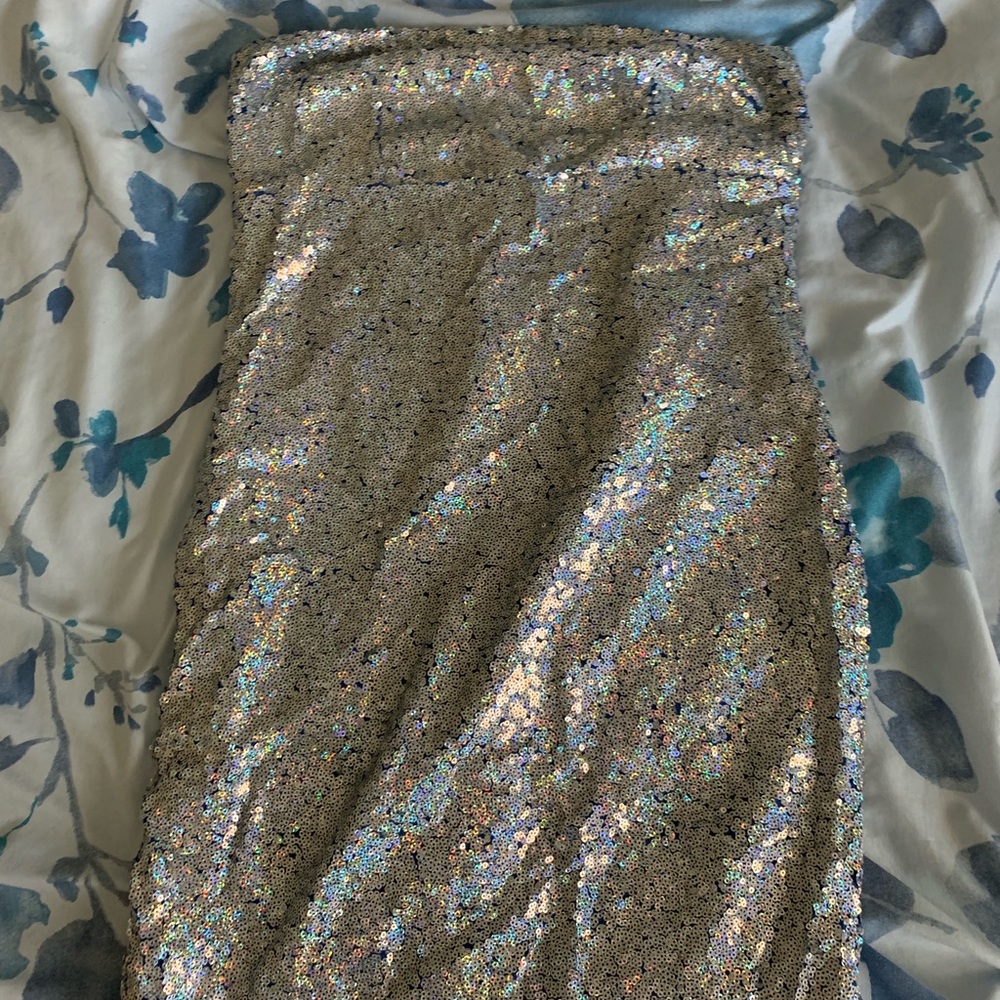 Strapless sequin dress